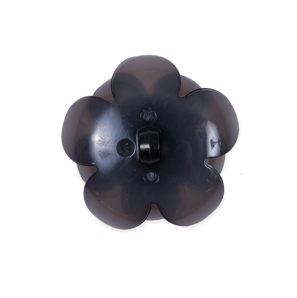 Italian Black Floral Shank-Back Button - 40L/25mm - Detail