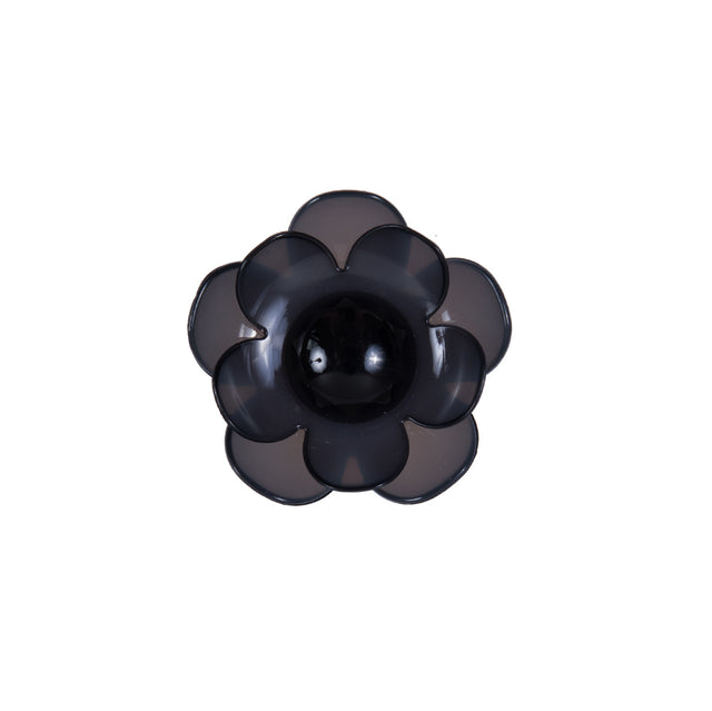 Italian Black Floral Shank-Back Button - 32L/20mm