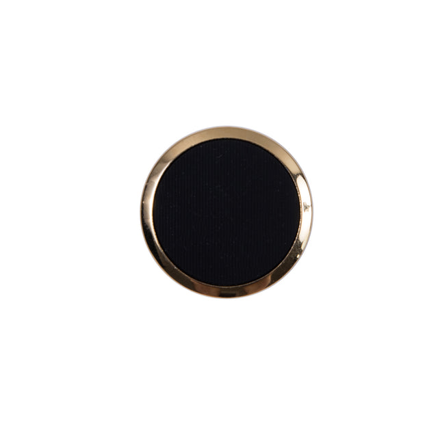 Italian Black and Gold Plastic Shank-Back Button - 24L/15mm