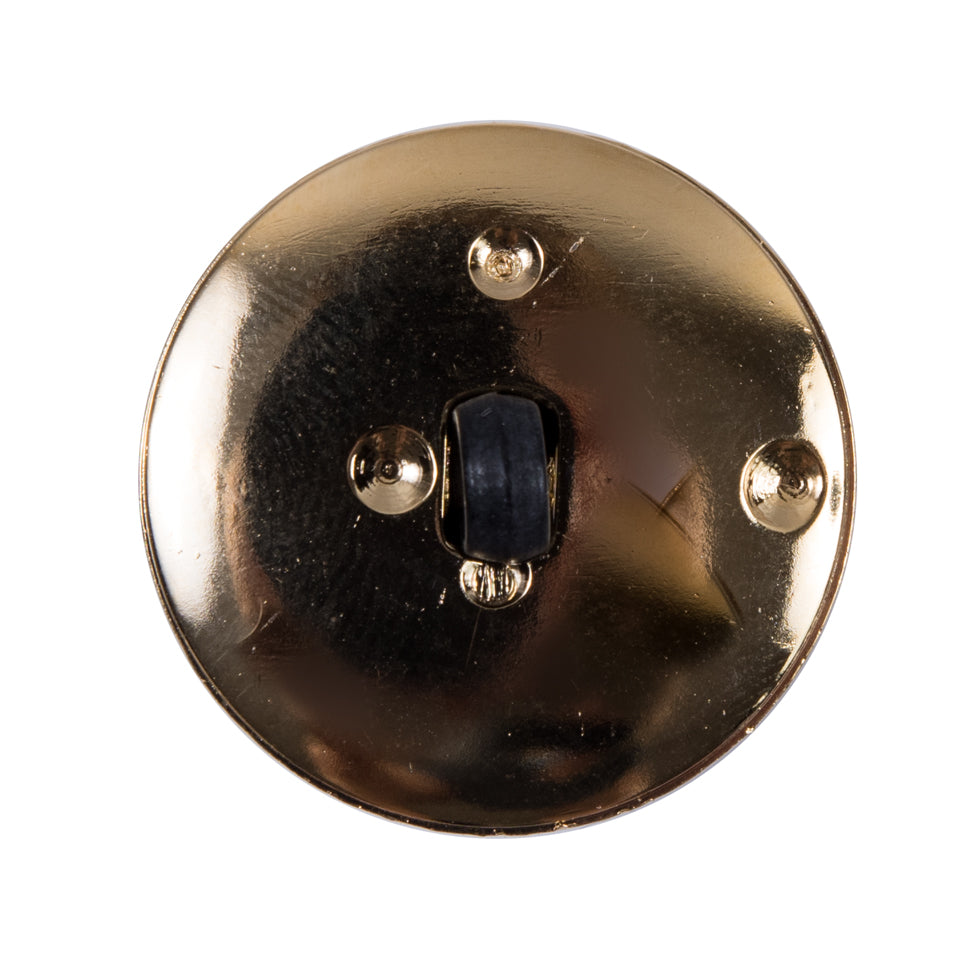 Italian Black and Gold Plastic Shank-Back Button - 44L/28mm - Detail