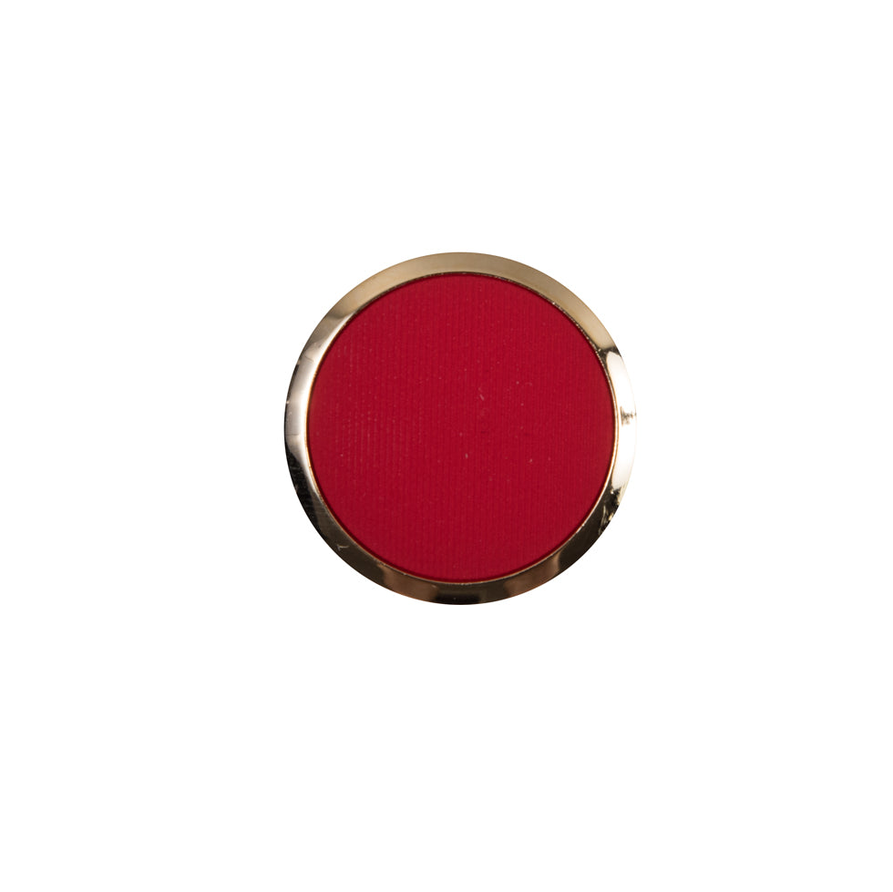 Italian Red and Gold Plastic Shank-Back Button - 24L/15mm