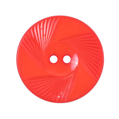 Plastic 2-Hole Button Made in Italy - 44L/28mm - Red Orange Fanning Rays
