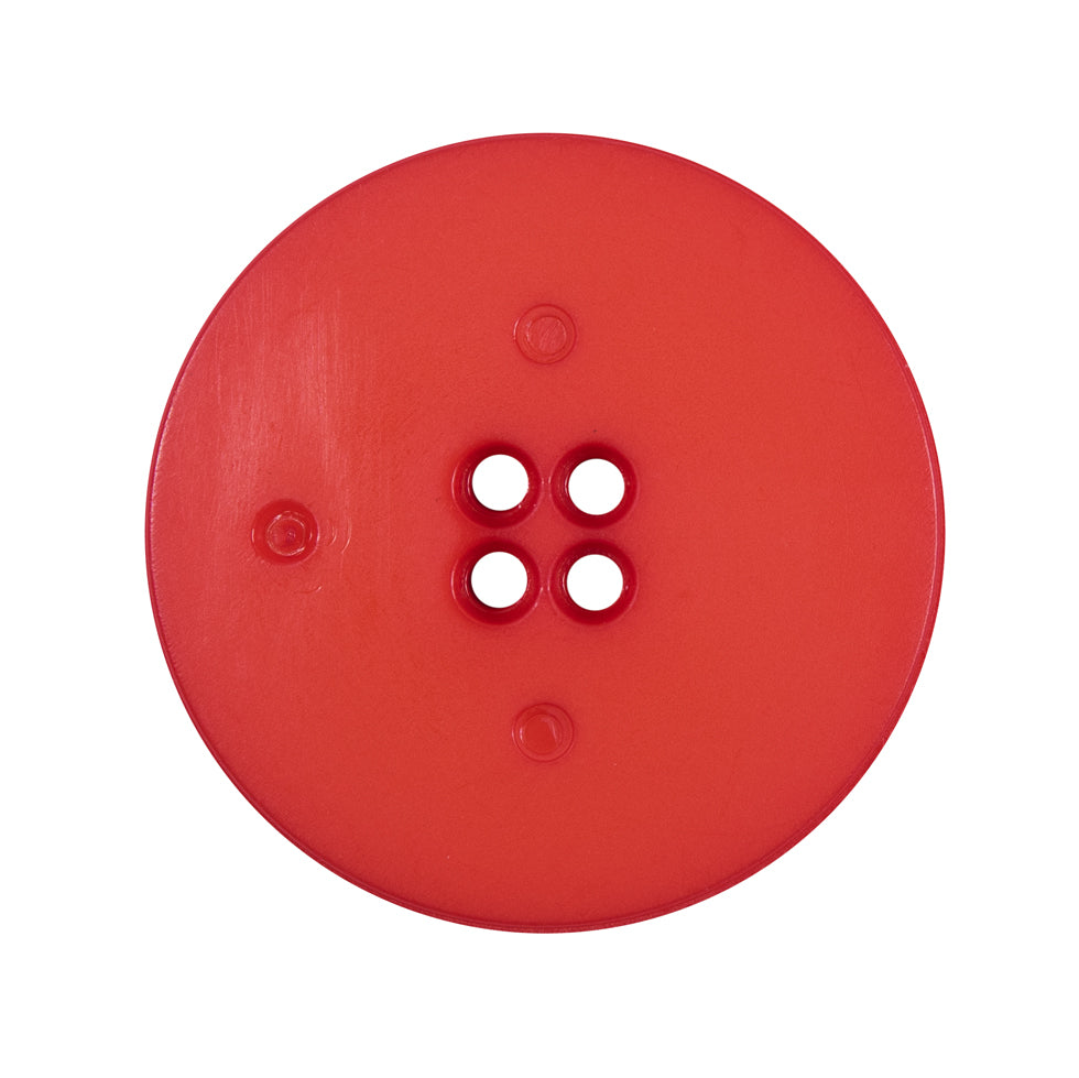 Plastic 4-Hole Button Made in Italy - 44L/28mm - Red Woven Texture Stripes Embossed Detail