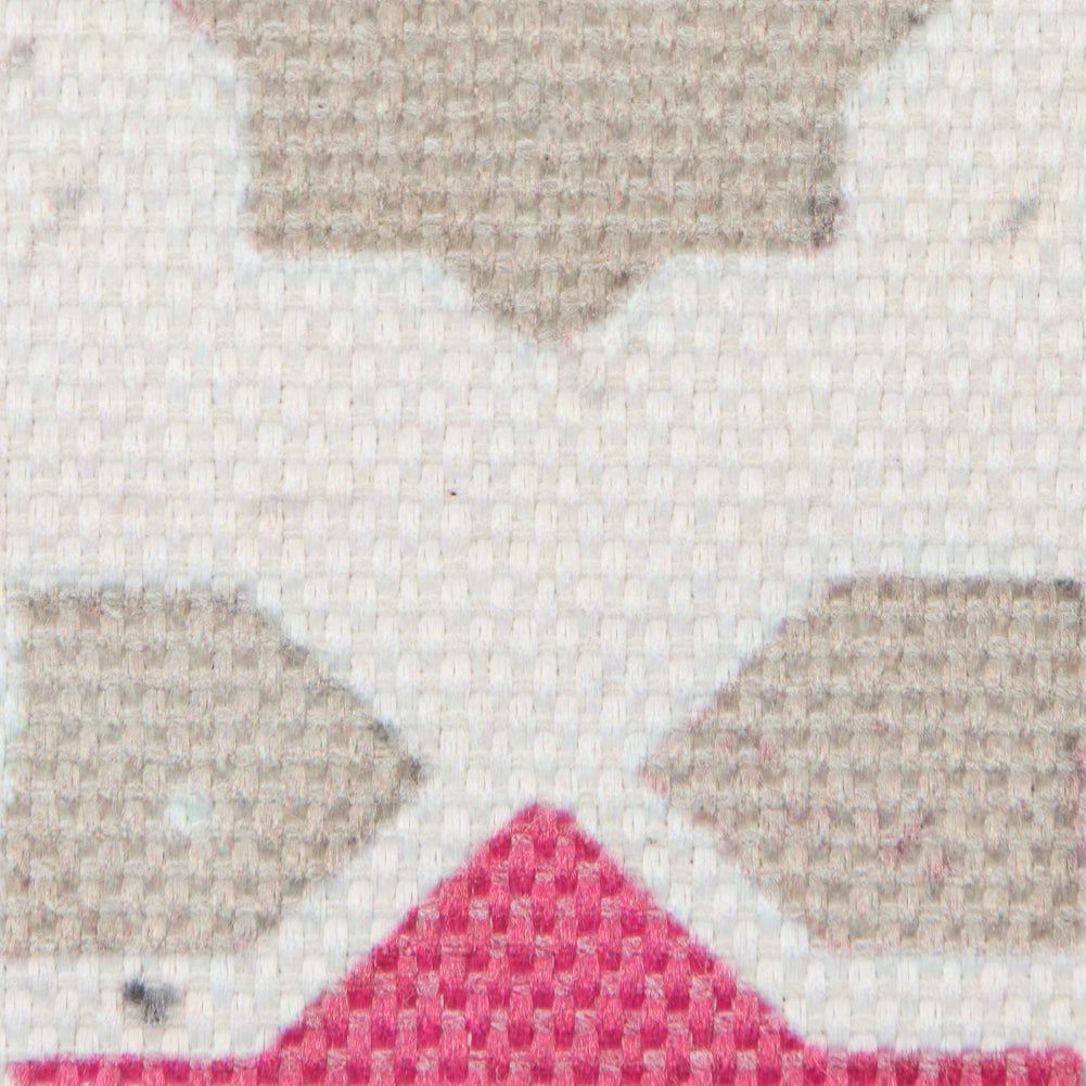 Pink/Beige Geometric Floral Outdoor Canvas Detail
