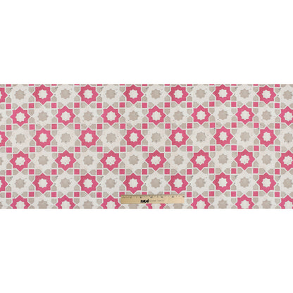 Pink/Beige Geometric Floral Outdoor Canvas Full