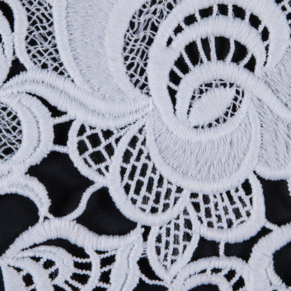 White Floral Embroidered Guipure Lace - Full