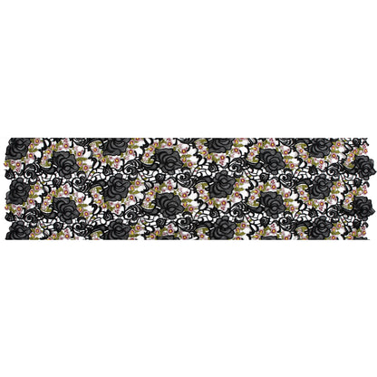 Black Floral Embroidered Guipure Lace Folded