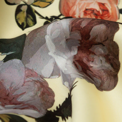 Tender Yellow and Black Forest Digitally Printed Flowers on a Premium Mikado/Twill - Full