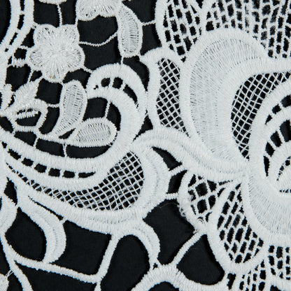 All White Floral Embroidered Guipure Lace - Full