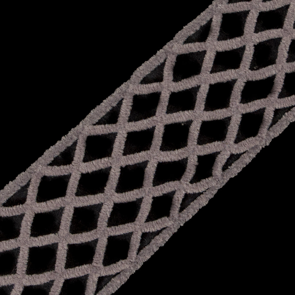 Light Gray Criss Cross Chenille Trim - 2 - Full