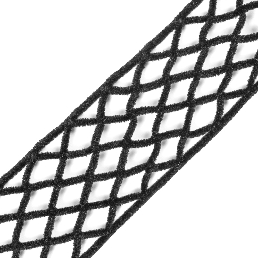 Black Criss Cross Chenille Trim - 2" Detail