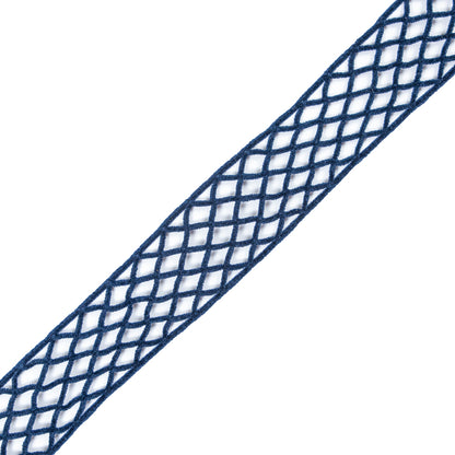 Navy Criss Cross Chenille Trim - 2