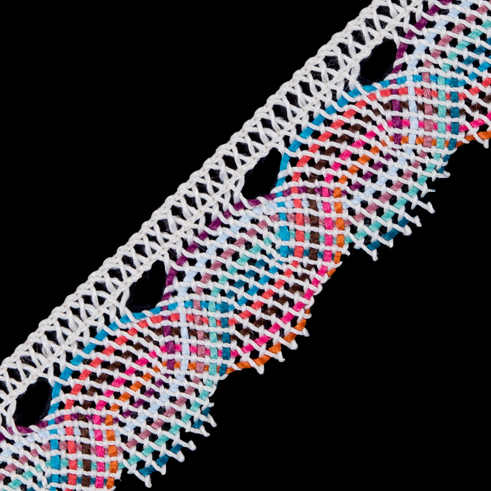Ivory Multicolor Crochet Trim - 1" Detail
