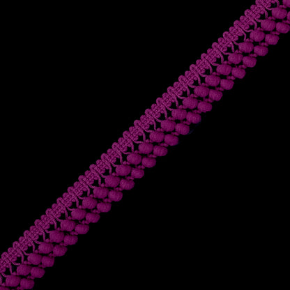 Magenta Two Row Mini Pom Pom Trim - Detail