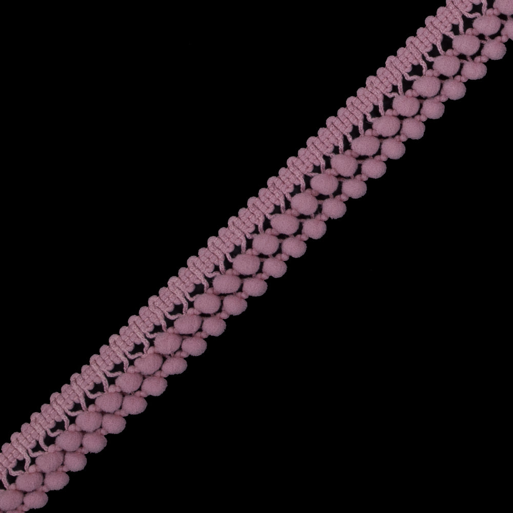 Dusty Rose Two Row Mini Pom Pom Trim - Detail