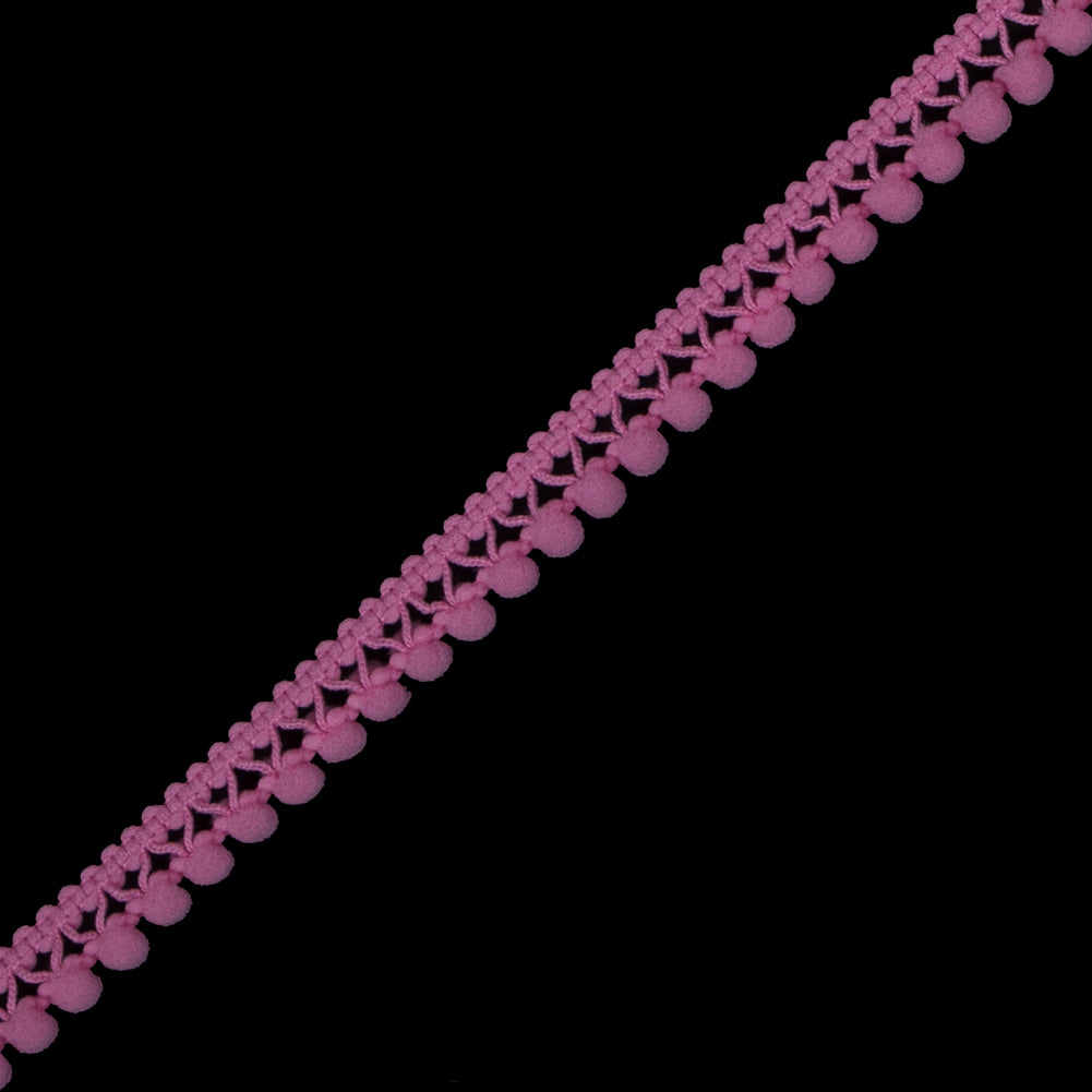 Pink Single Row Mini Pom Pom Trim - Detail