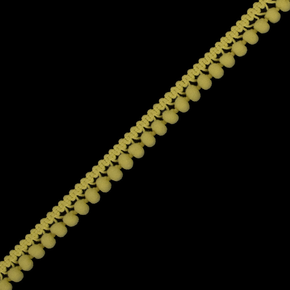 European Yellow Single Row Mini Pom Pom Trim Detail