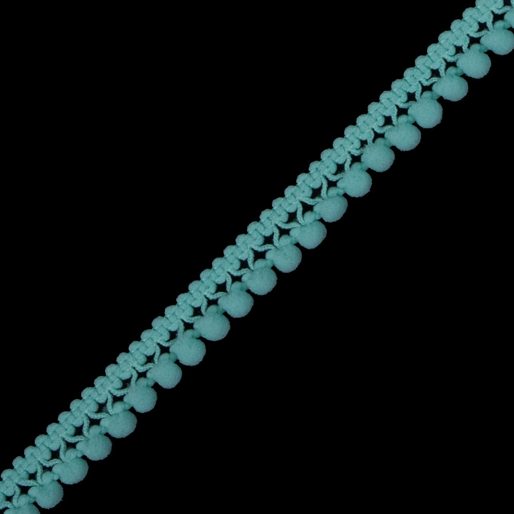 European Seafoam Single Row Mini Pom Pom Trim Detail