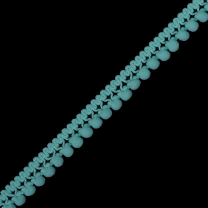European Seafoam Single Row Mini Pom Pom Trim Detail