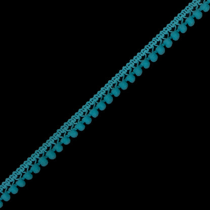 Aqua Single Row Mini Pom Pom Trim - Detail