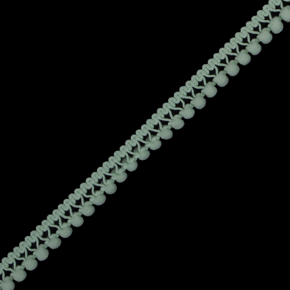 Light Mint Single Row Mini Pom Pom Trim - Detail