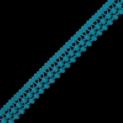 Aqua Two Row Mini Pom Pom Trim - Detail