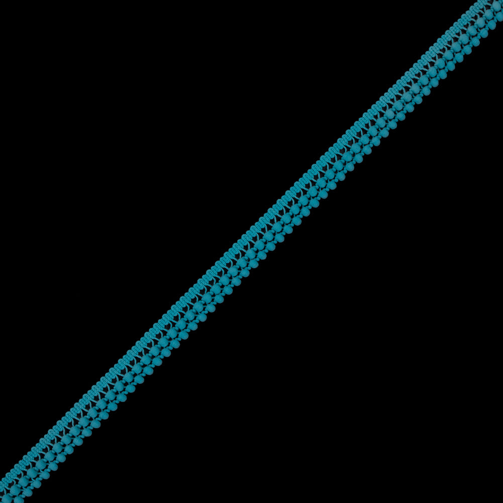 Aqua Two Row Mini Pom Pom Trim