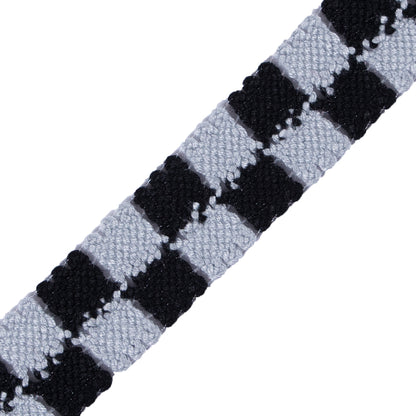 Black and Silver 2 Row Checkered Crochet Trim - 1 - Detail