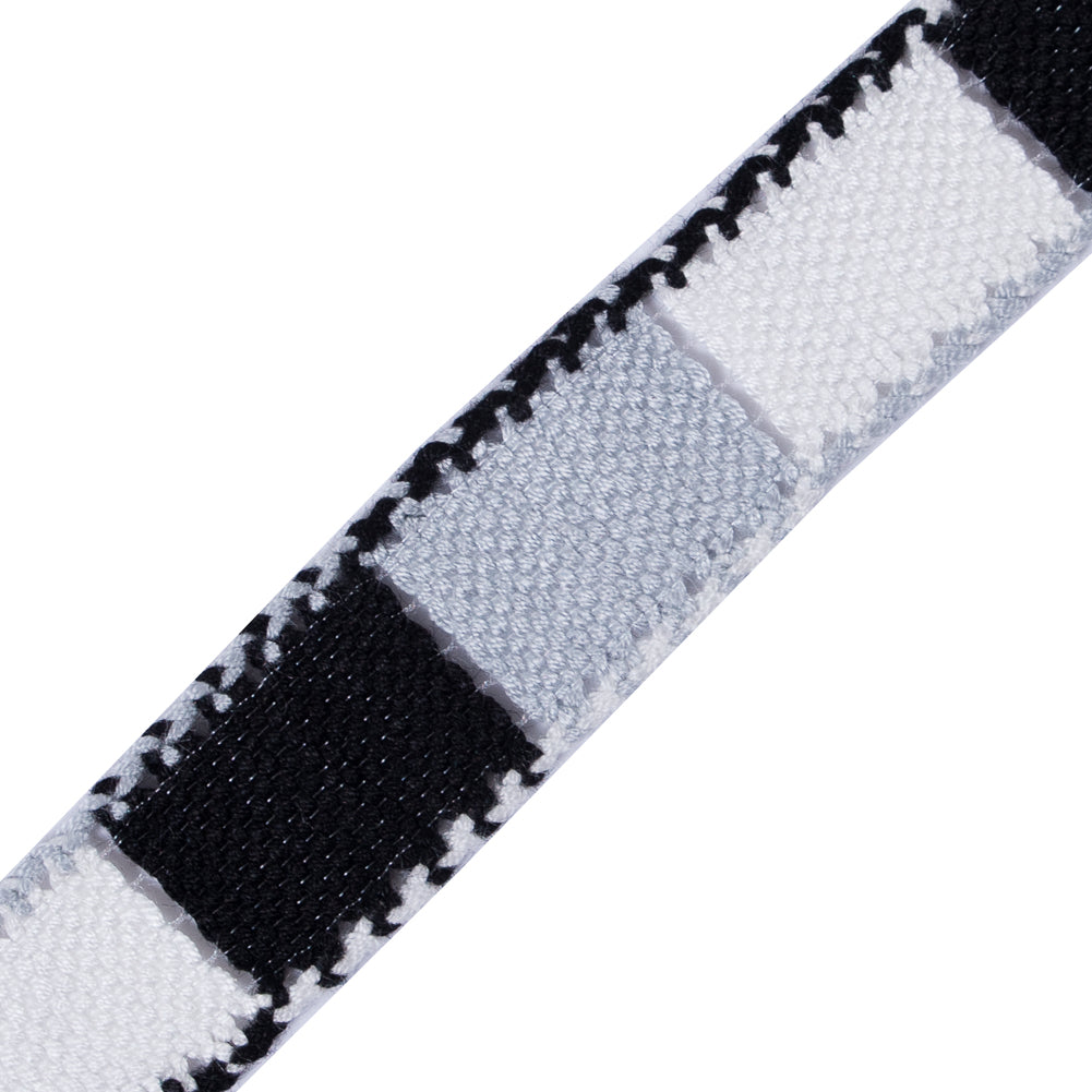 Black, Grey and White 3-Tone Crochet Trim - 1.25" Detail