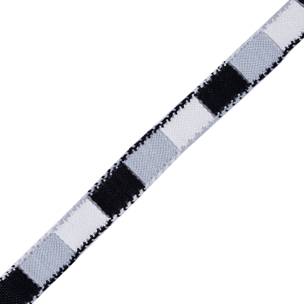 Black, Grey and White 3-Tone Crochet Trim - 1.25"