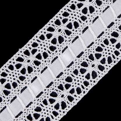 Ivory Crochet Trim with Ribbon Detail- 2 - Detail