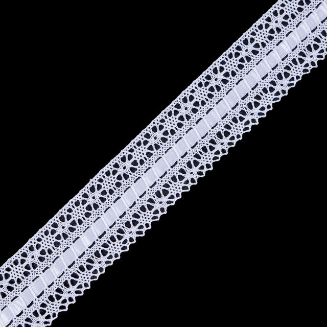 White Crochet Trim with Ribbon Detail- 2