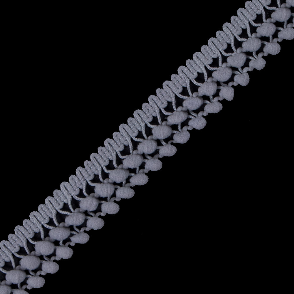 Silver Two Row Mini Pom Pom Trim - Detail