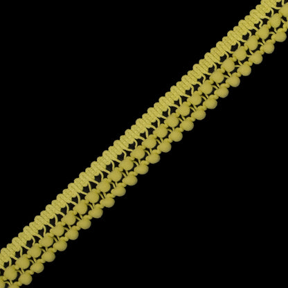Yellow Two Row Mini Pom Pom Trim - Detail