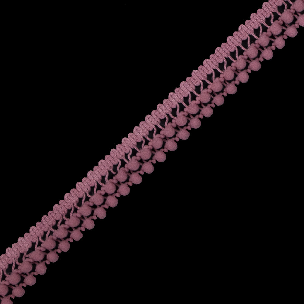 Dusty Rose Two Row Mini Pom Pom Trim - Detail