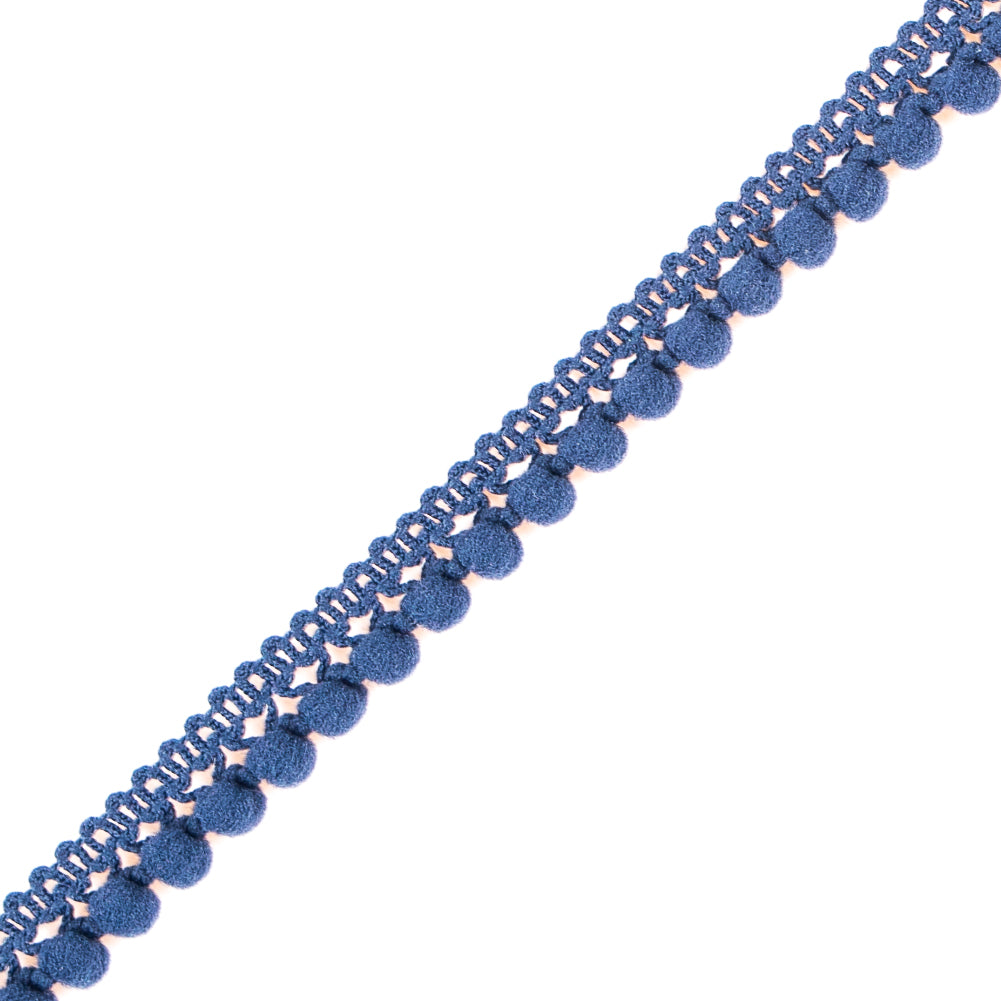 European Navy Single Row Mini Pom Pom Trim Detail