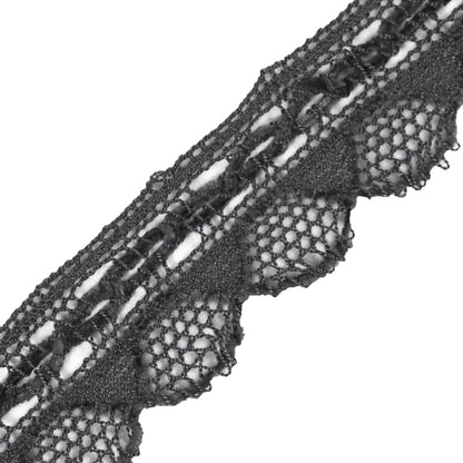 Dark Gray Crochet Chenille Trim - 1.5 - Detail
