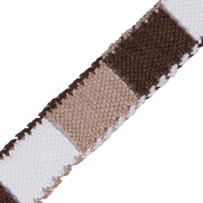 Brown, Tan and White 3-Tone Crochet Trim - 1.25 - Detail