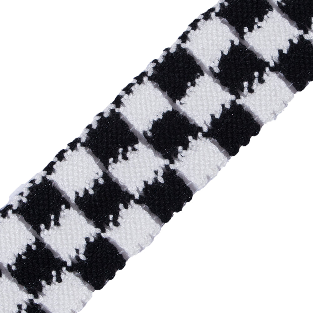 Black and White 3 Row Checkered Crochet Trim - 1 - Detail
