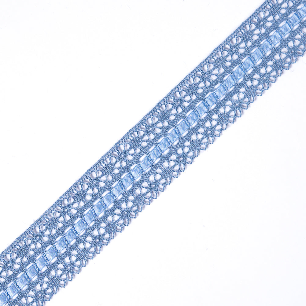 Blue Crochet Trim with Ribbon Detail- 2