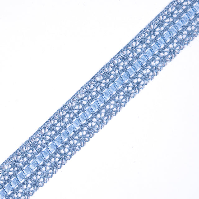 Blue Crochet Trim with Ribbon Detail- 2