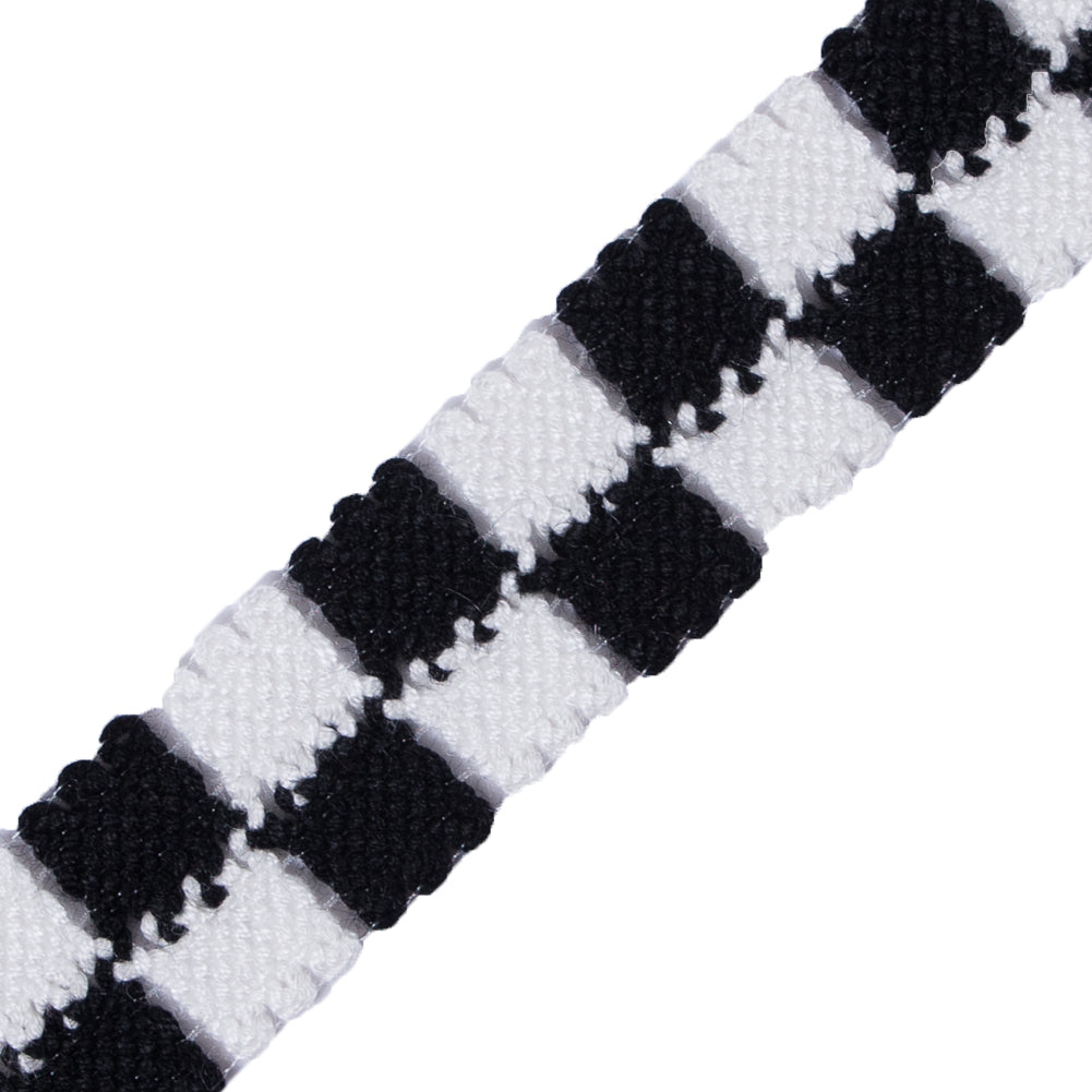 Black and White 2 Row Checkered Crochet Trim - 1 - Detail