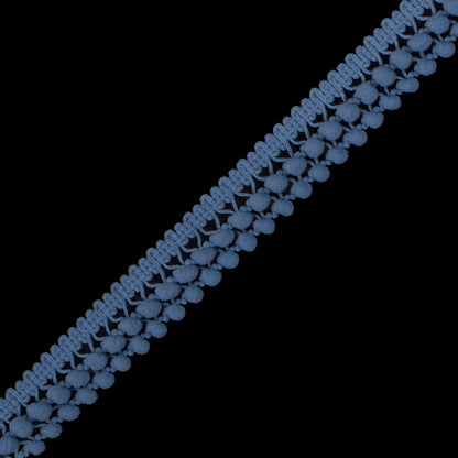 Blue Two Row Mini Pom Pom Trim Detail