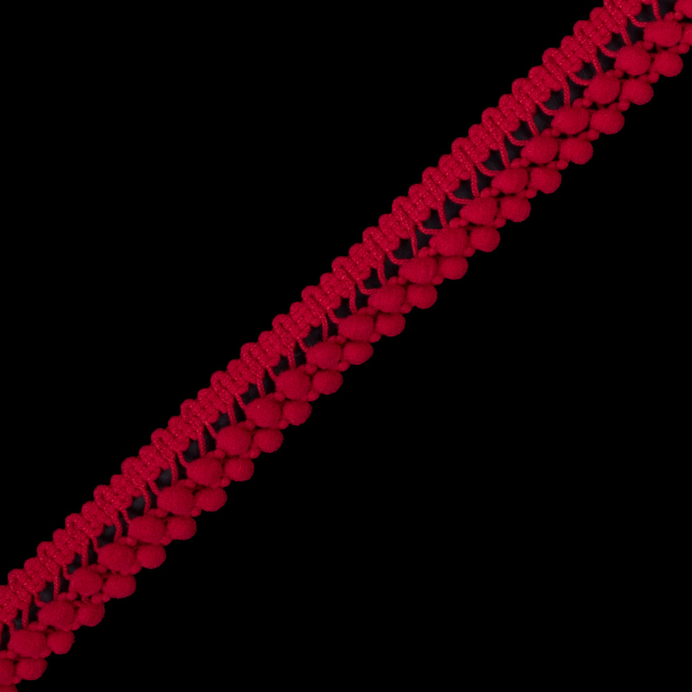 Red Two Row Mini Pom Pom Trim Detail
