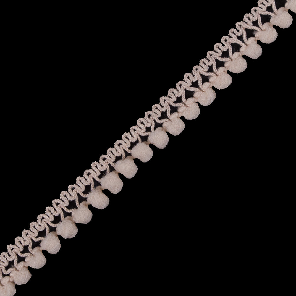 Light Beige Single Row Mini Pom Pom Trim - Detail