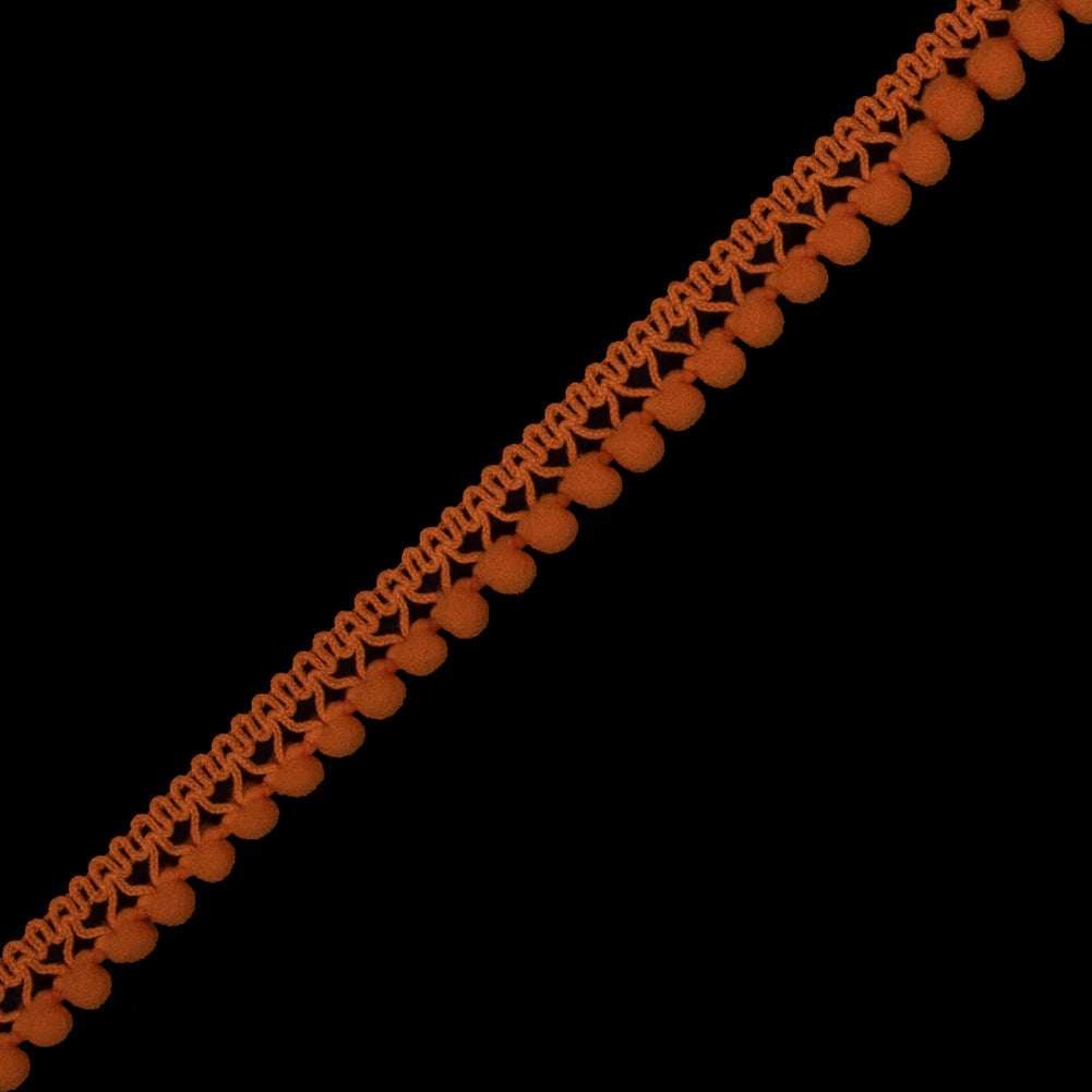 Orange Single Row Mini Pom Pom Trim - Detail