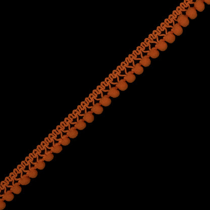 Orange Single Row Mini Pom Pom Trim - Detail