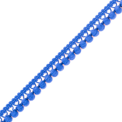 European Deep Royal Blue Single Row Mini Pom Pom Trim Detail
