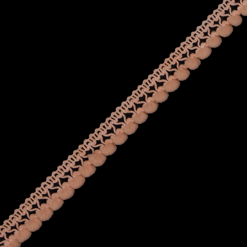 European Light Mango Single Row Mini Pom Pom Trim Detail