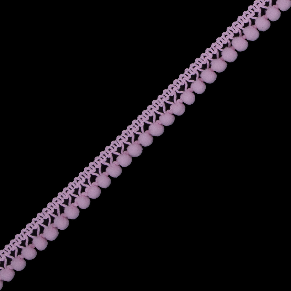 Pink Single Row Mini Pom Pom Trim - Detail